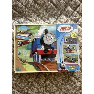 NEW SEALED Thomas The Tank Engine & Friends 3 Wood Puzzles In Storage Box 2011